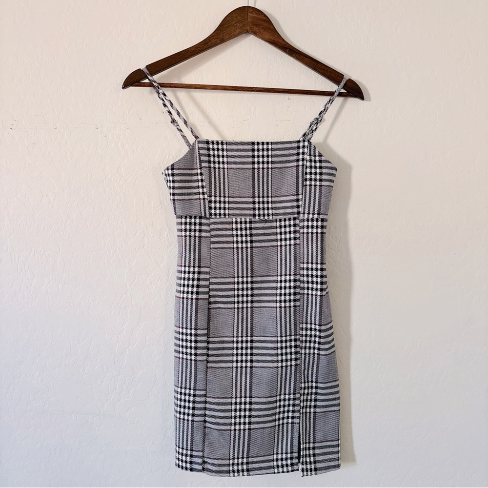 Rare Editions Girls Black White Plaid Checkered Midi Spaghetti Strap Dress 7‎